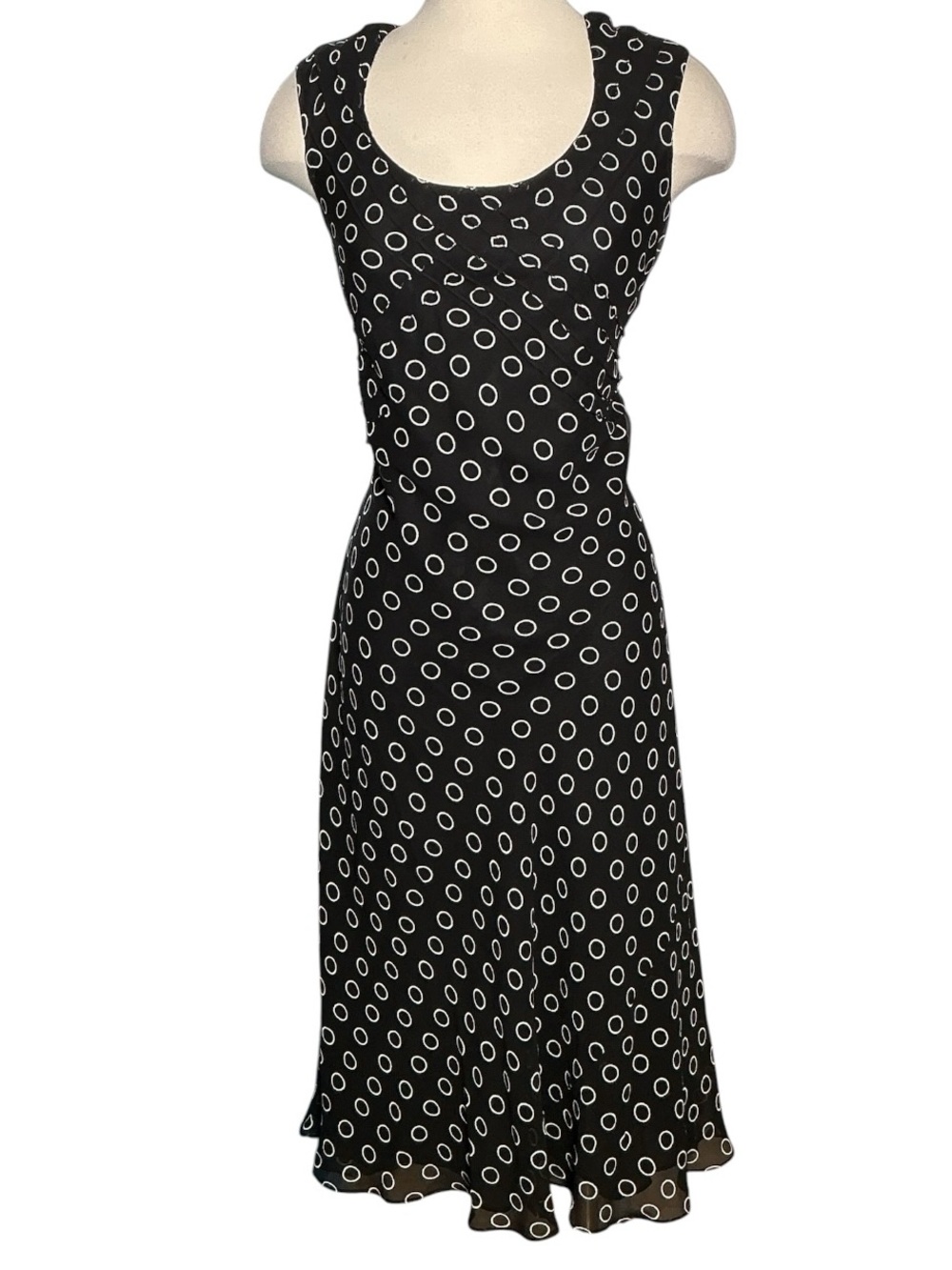 Vintage Y2K Jones New York Silk Circle Print Midi Shift Dress